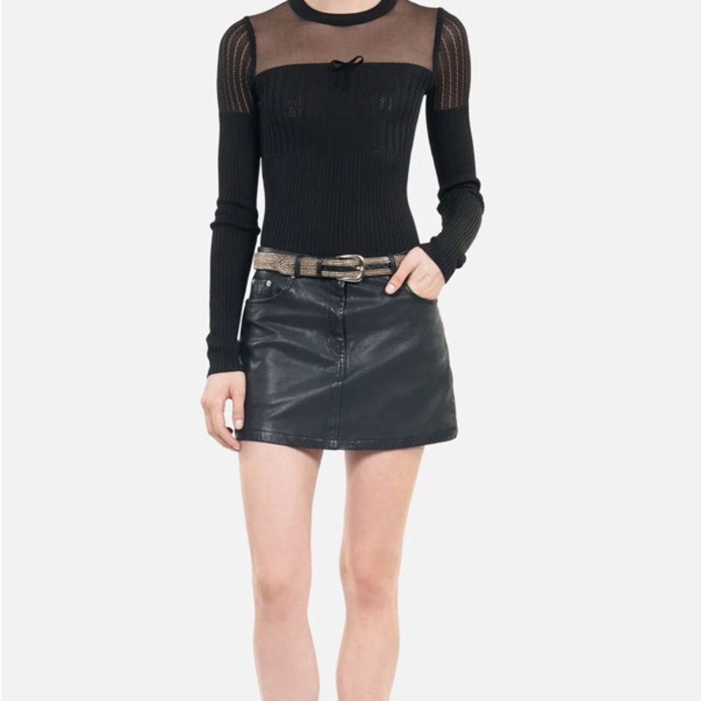 THE KOOPLES Black High Neck Openwork Sweater